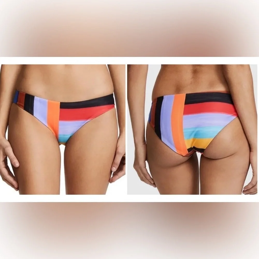 NEW Mara Hoffman Zoa Black Multi Standard Bikini‎ Bottom Vacation Beach Size L